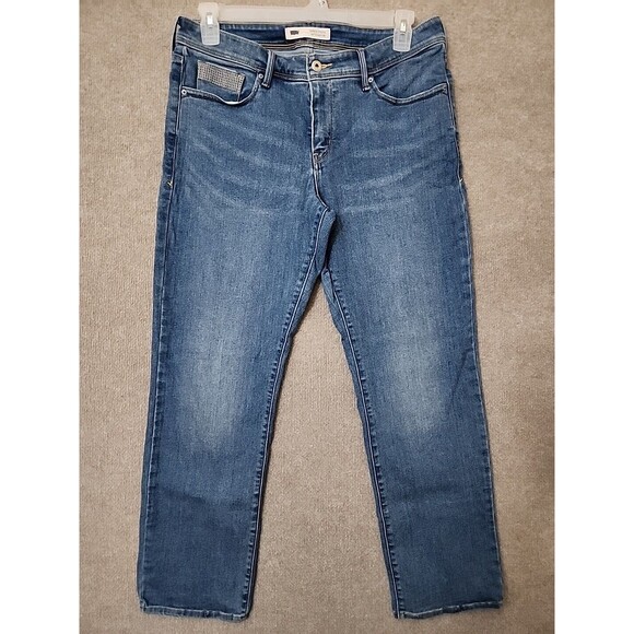 Levis 512 Perfectly Shaping Straight Leg Jeans Womens 16W Blue Stretch - Picture 1 of 8